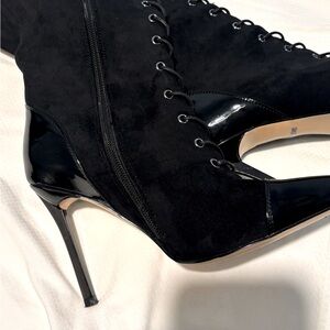 Faux suede heel boots